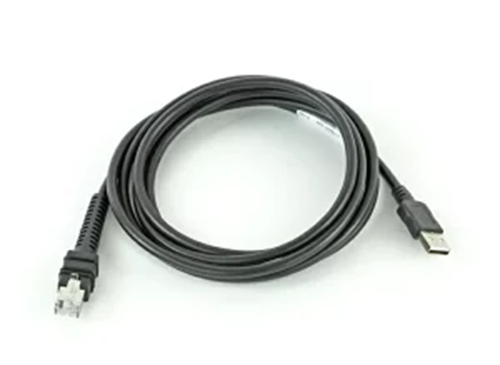 Zebra シールド付USB ケーブル, Series A コネクタ, 2.1m ストレート形状, BC1.2対応